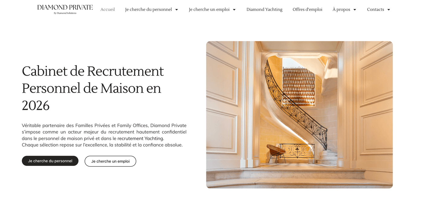 Site Diamond Private - Cabinet de recrutement personnel de maison